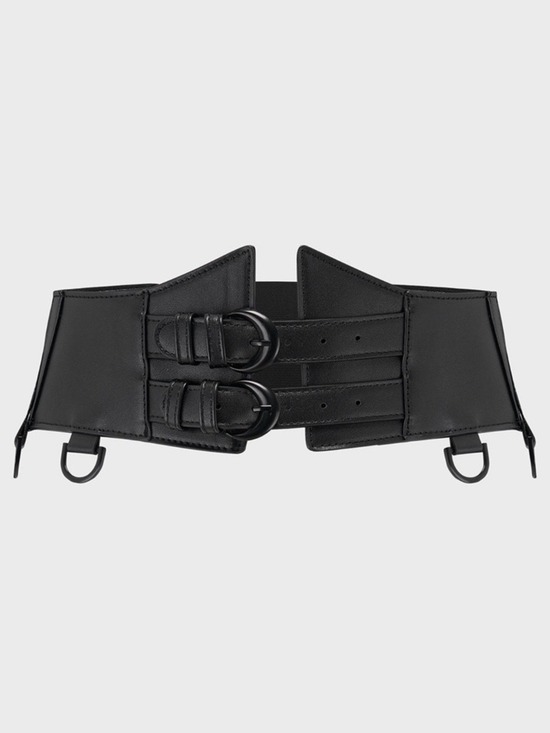 Killstar Accessories - Killstar Grin & Sin Double Buckle Gothic Waist Belt Black M/L
